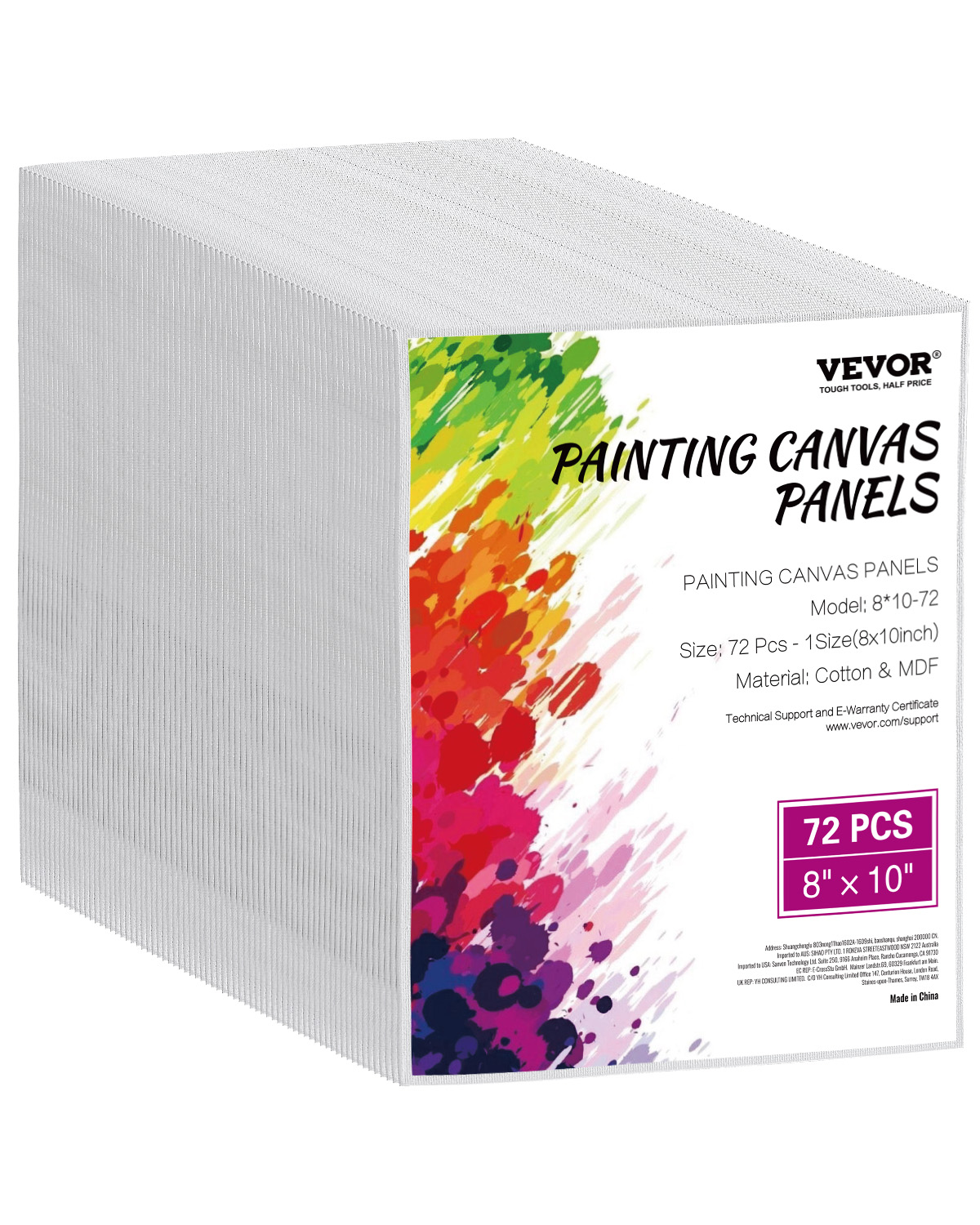 Lienzo blanco para pintura, set de 72, 203x254 mm, lienzo para croquis, pintura acrílica y al óleo, acuarela, para niños y profesionales vevor