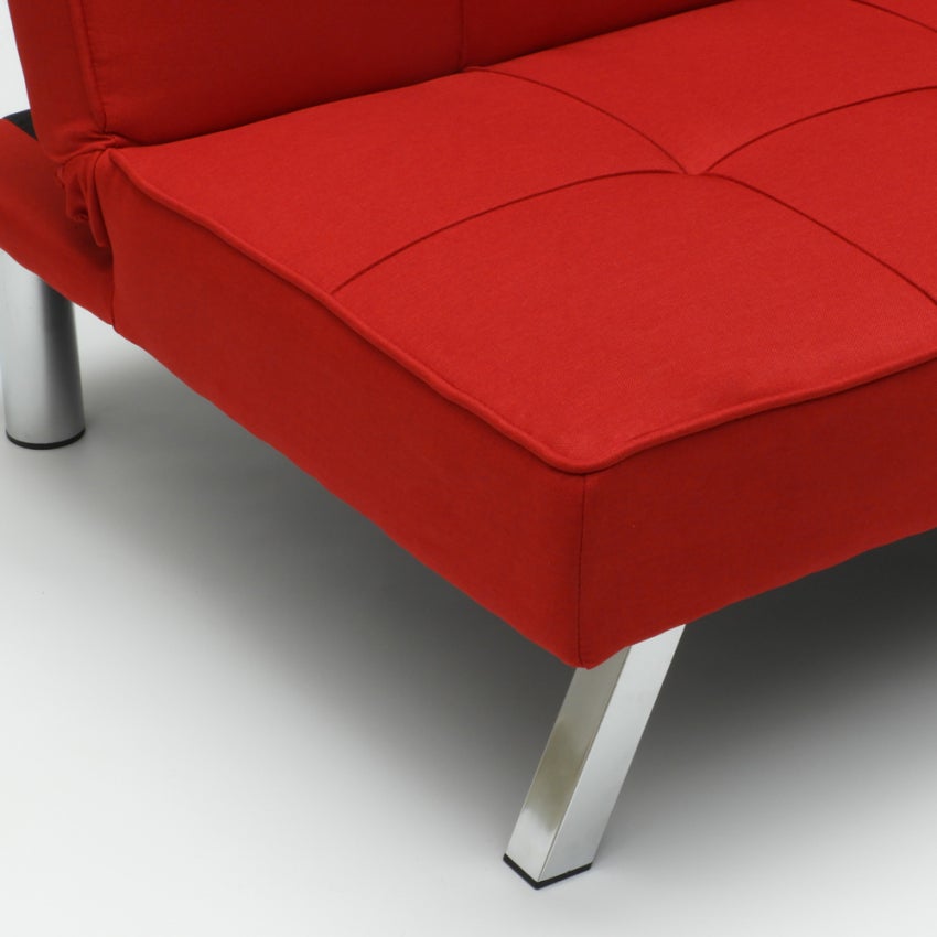 Divano letto in tessuto 2 posti design moderno Gemma pronto letto - Rosso - 7