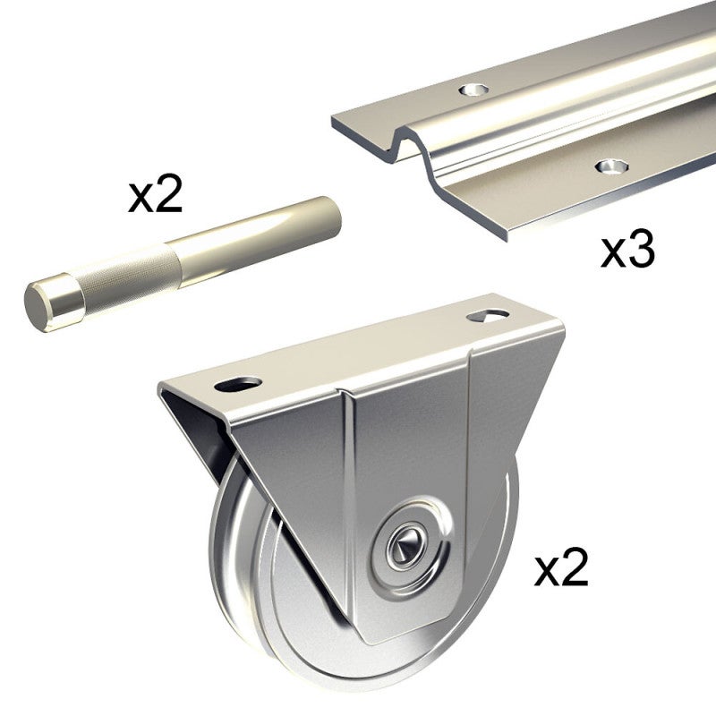 Kit coulissant Ø 16 mm - rails 3 x 1,95 m pour portail de 3 m - 400 kg - 2