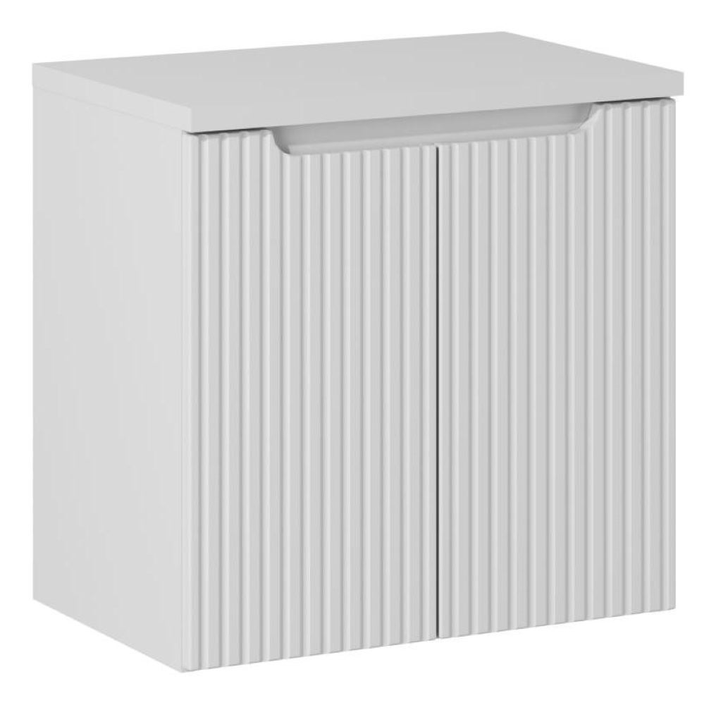 Szafka łazienkowa NOVA 60 cm biała z blatem wisząca ryflowane fronty