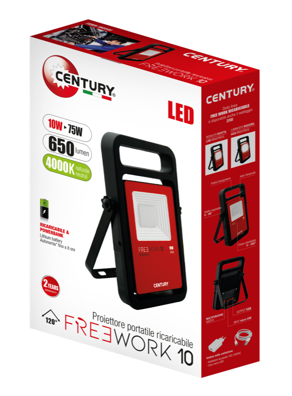 Projecteur à Led rechargeable USB 10 Watt lumière du jour Travail gratuit 100040 - 3