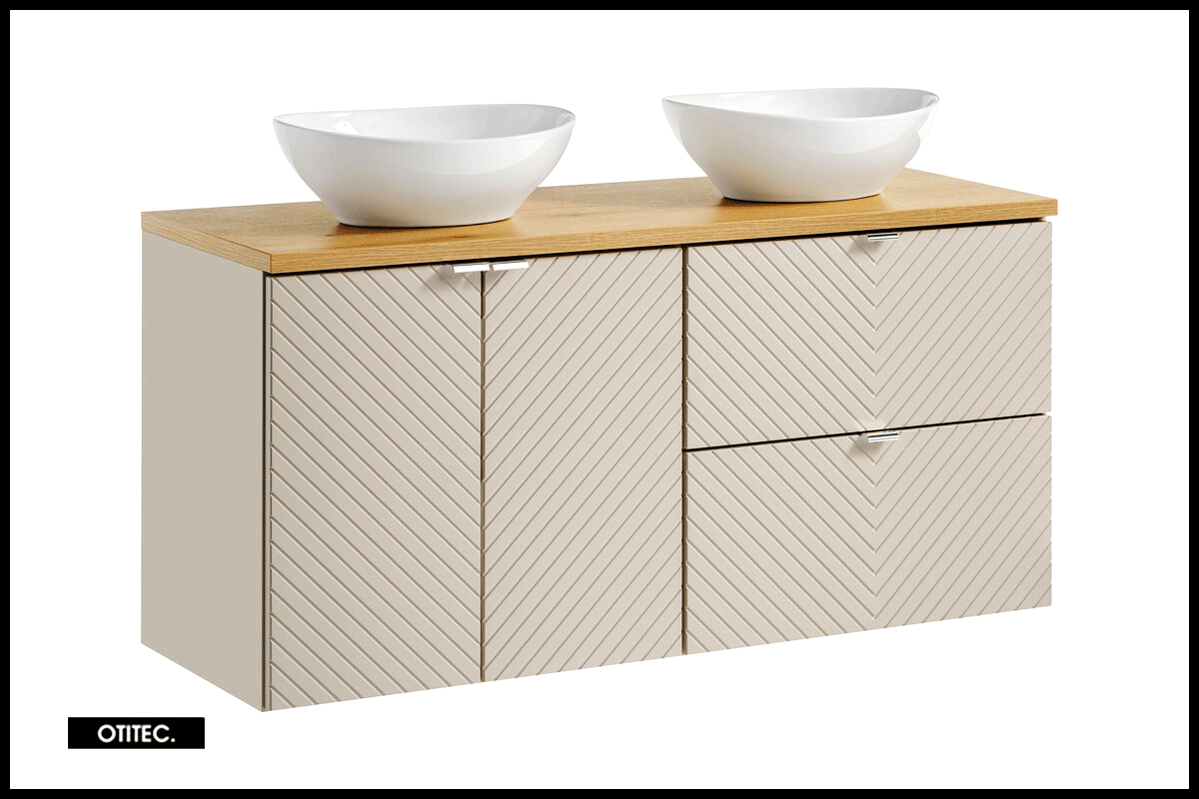 Meuble sous vasque de 120 cm - avec plan - 2 vasques à poser - 2