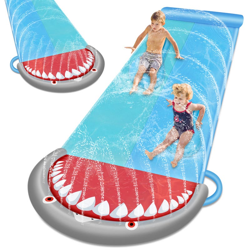 Toboggan aquatique pour enfants de 480 cm avec 2 bodyboards, double toboggan pour le Toboggan aquatique pour enfants de 480 cm avec 2 bodyboards, double toboggan pour le