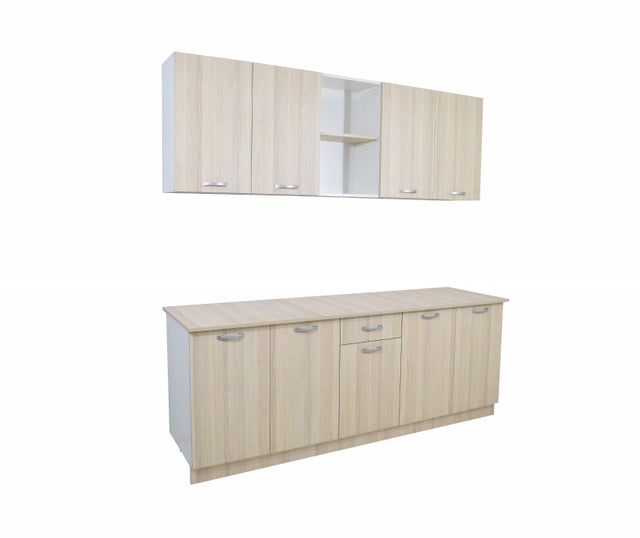 Set Cuisine Nisa haaus, Orme Clair/Blanc, L 200 cm