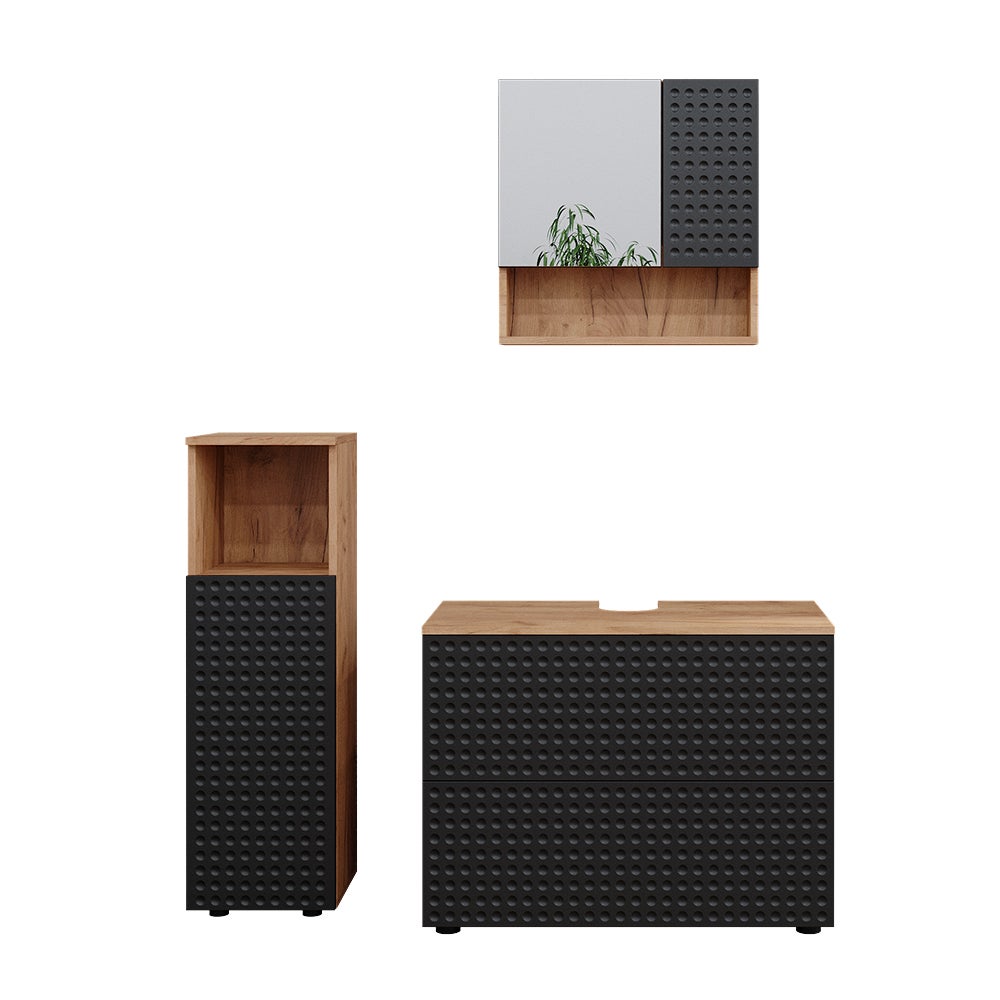 Vicco Zestaw mebli łazienkowych Irma, Kropkowany antracyt, 3 sztuki, z szafką midi