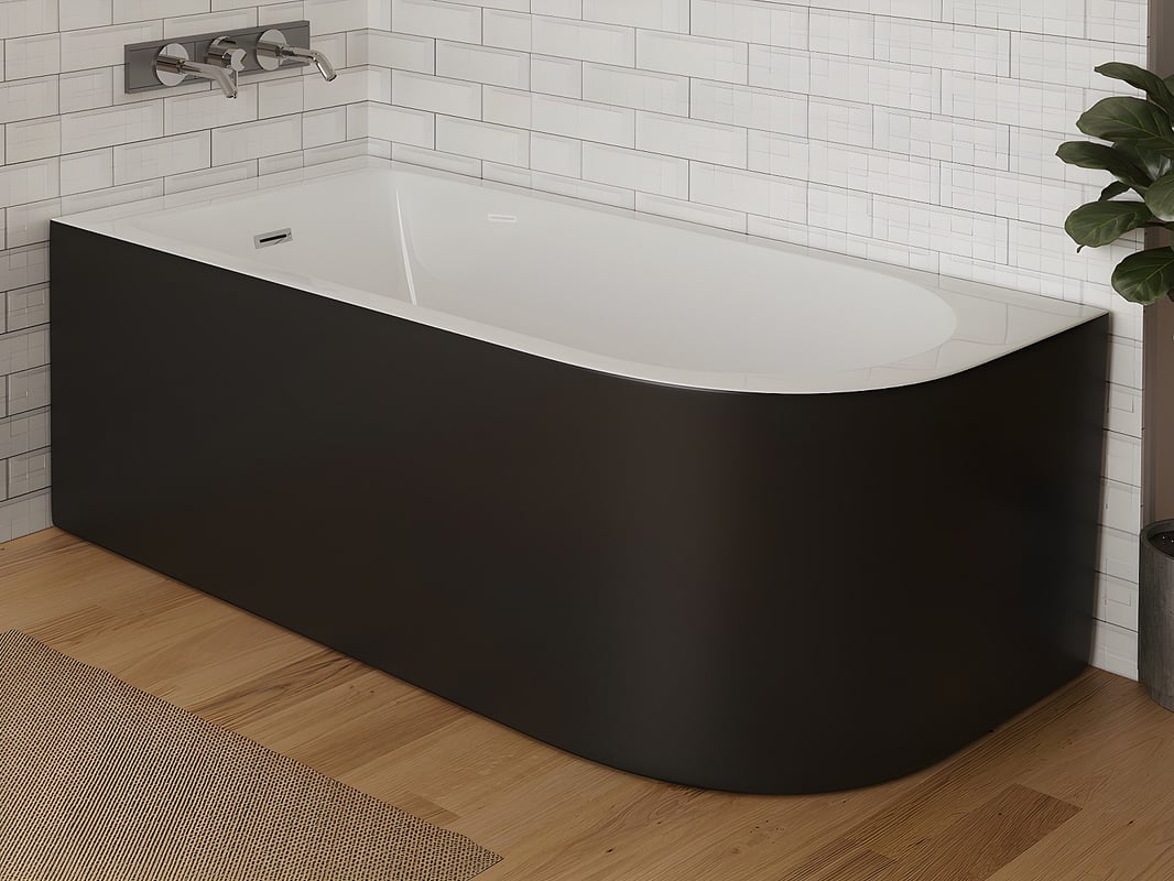 Wanna narożna - 201 l - 150 x 75 x 58 cm - Czarny z połyskiem - Lewostronna - ANIKA