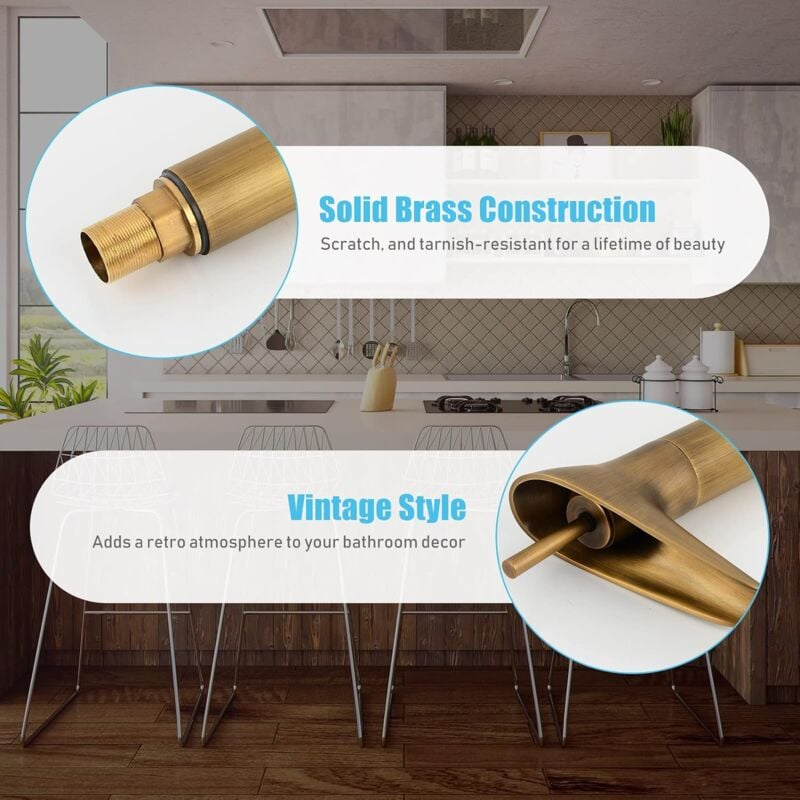 Mitigeur de lavabo, mitigeur cascade de salle de bains, mitigeur de lavabo réglable chaud et froid, laiton chromé - 3