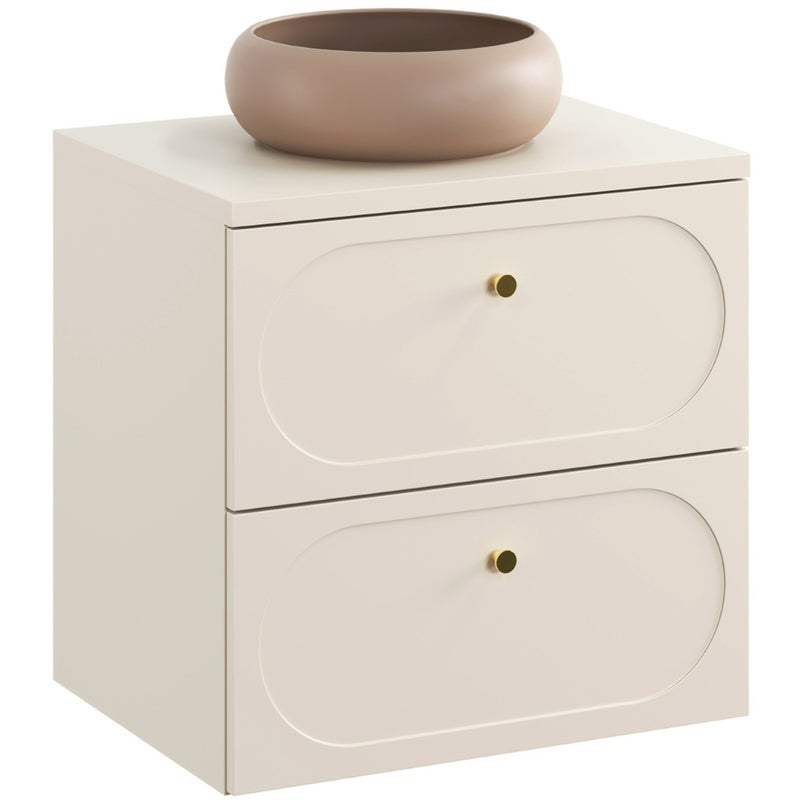 Szafka łazienkowa DONNA SAND 60 cm beżowa z umywalką frezowana 2 szuflady