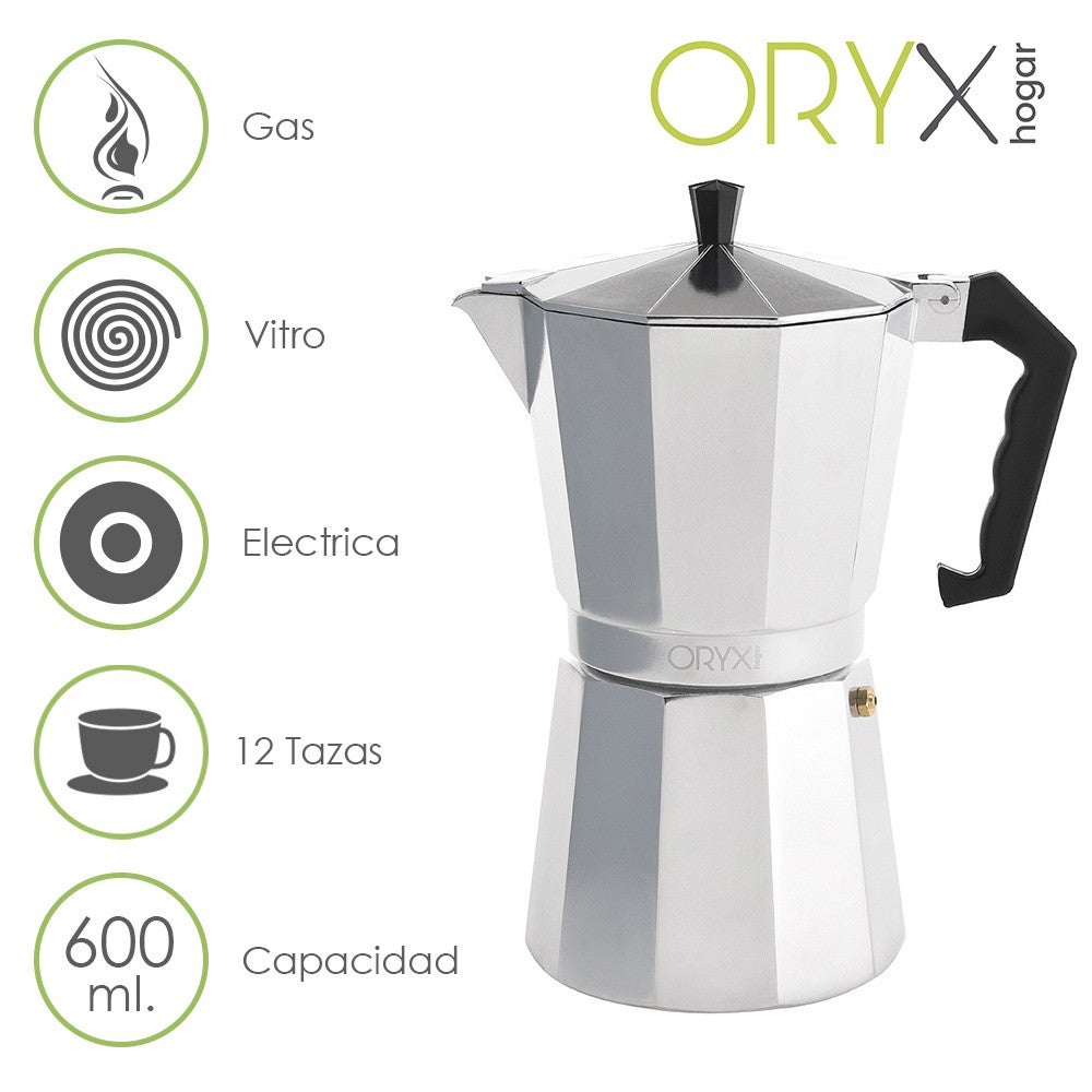 Oryx Cafetera Italiana 12 Tazas Inox - Imagen 2