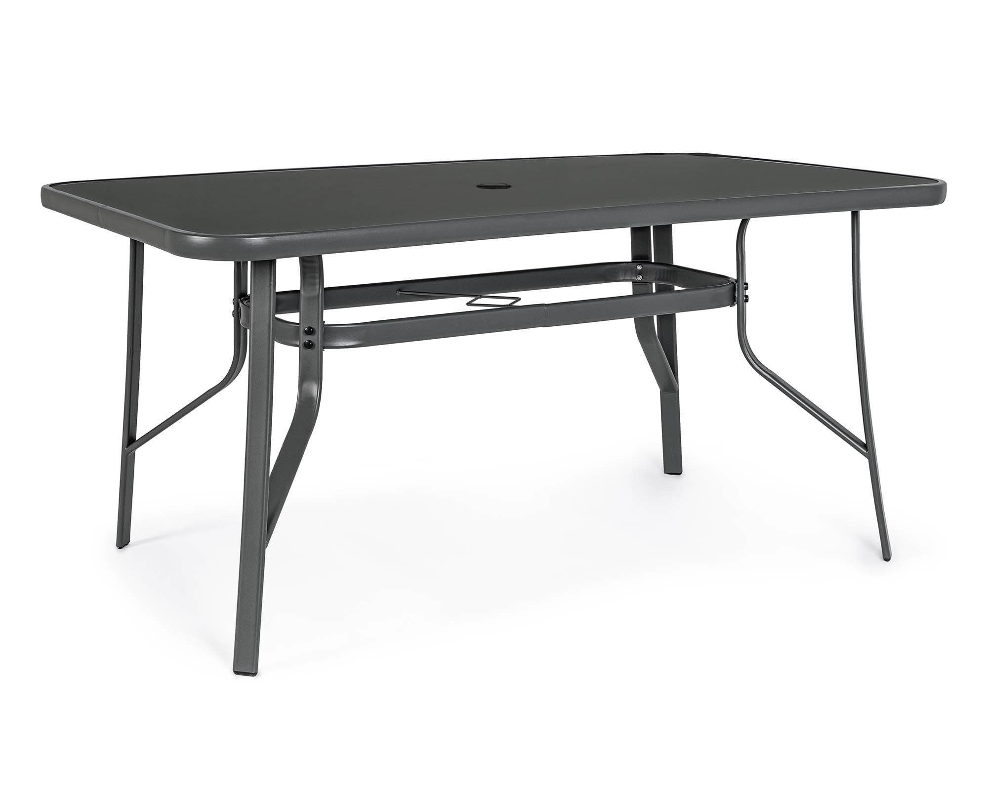 Table de jardin 150x90x70 cm an acier anthracite et plateau en verre - 6