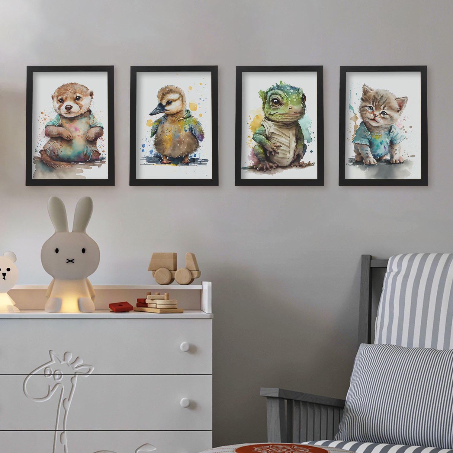 Animales de nutria nacnic gosling iguana gatita estampados de arte de pared estético para el diseño de dormitorio o sala de estar