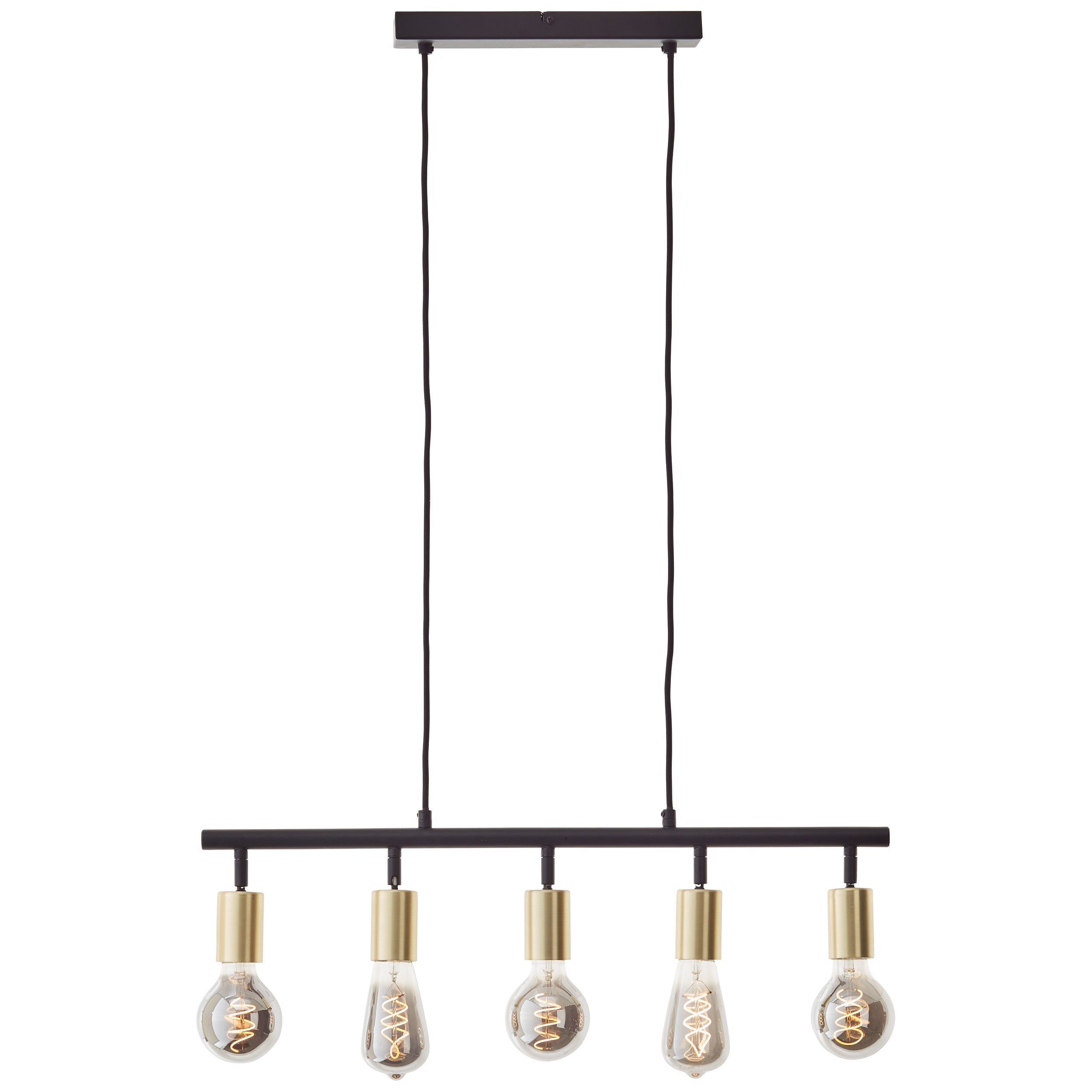 Lampa wisząca Tiffany bar 5 żarówek czarny mat/szczotkowane złoto 5x A60, E27, 28 W