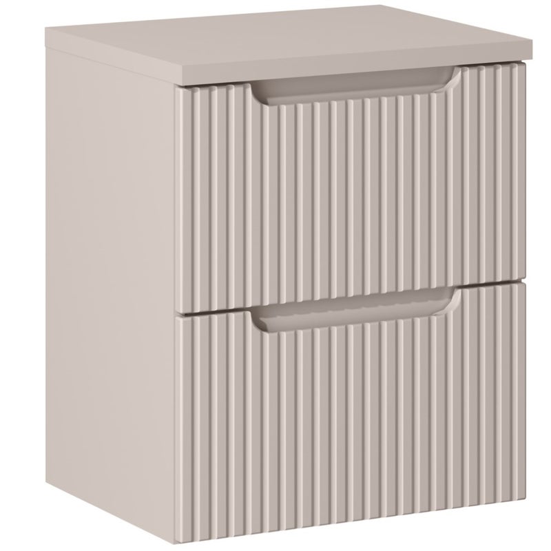 Szafka łazienkowa NOVA 50 cm kaszmir z blatem kaszmir wisząca ryflowane fronty szuflady