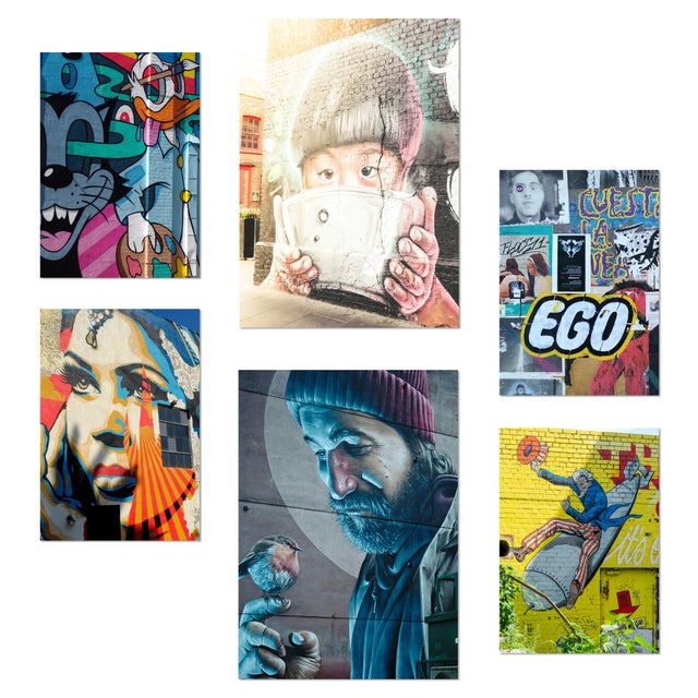 Nacnic Lot De 6 Affiches Graffiti, Pochoir Coloré De Art De Rue