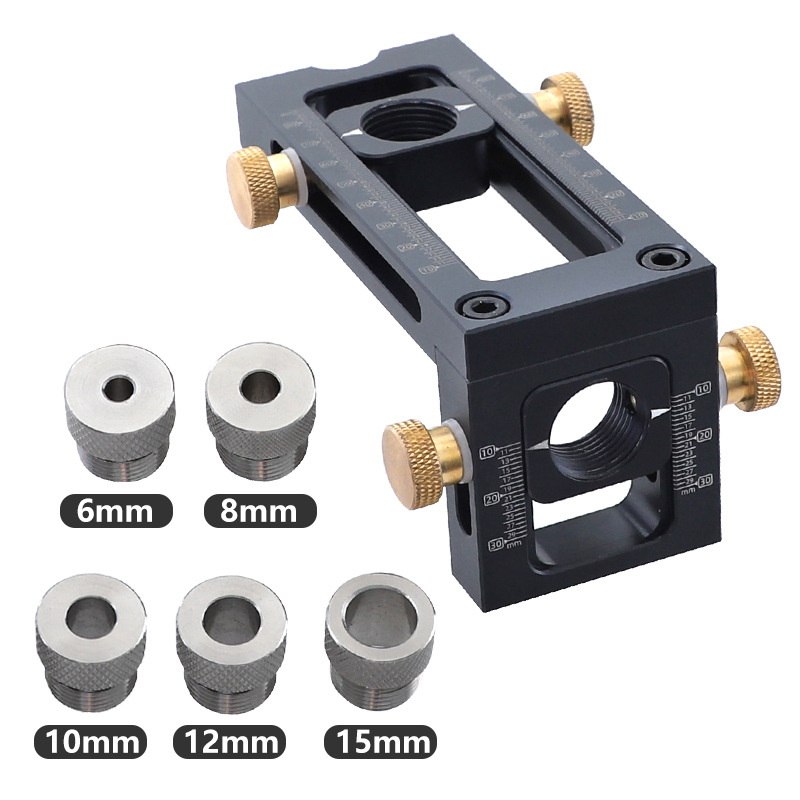 Gabarit De Perçage 2 En 1 Pour Le Travail Du Bois, Gabarit De Poche Réglable, Kit De Guide De Perçage à 5 Trous 6/8/10/12/15 Mm, Kit De Cheville | Leroy Merlin