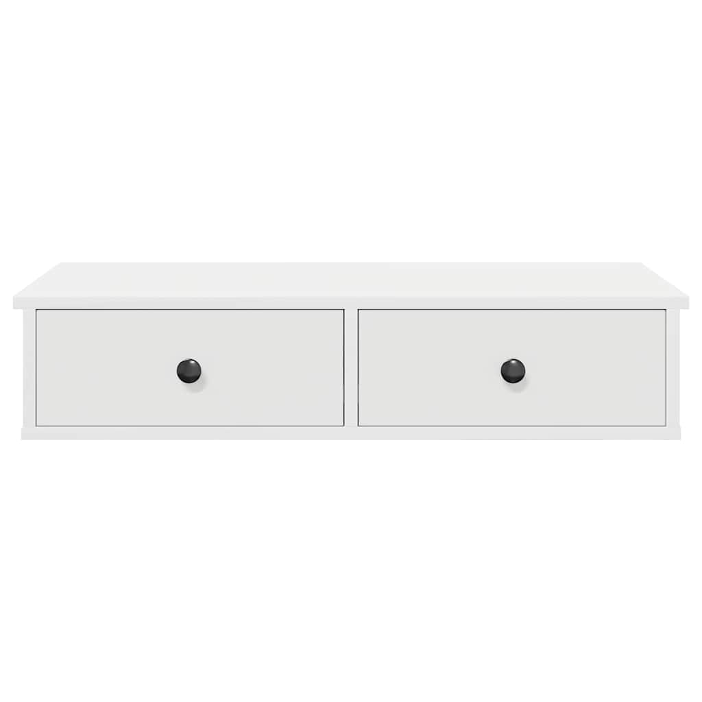 Étagère murale - Étagère flottante avec tiroirs blanc 80x31x17 cm bois d'ingénierie em107 - 4