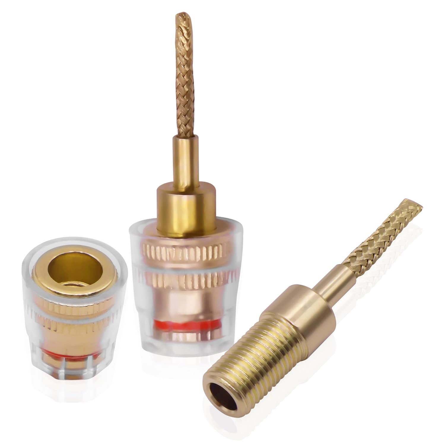 Hsupez 4 Connettori Banana 4mm A 2mm – Adattatori HiFi Placcati Oro, Per Amplificatori E Altoparlanti, Custodia In ABS, Connessione Stabile