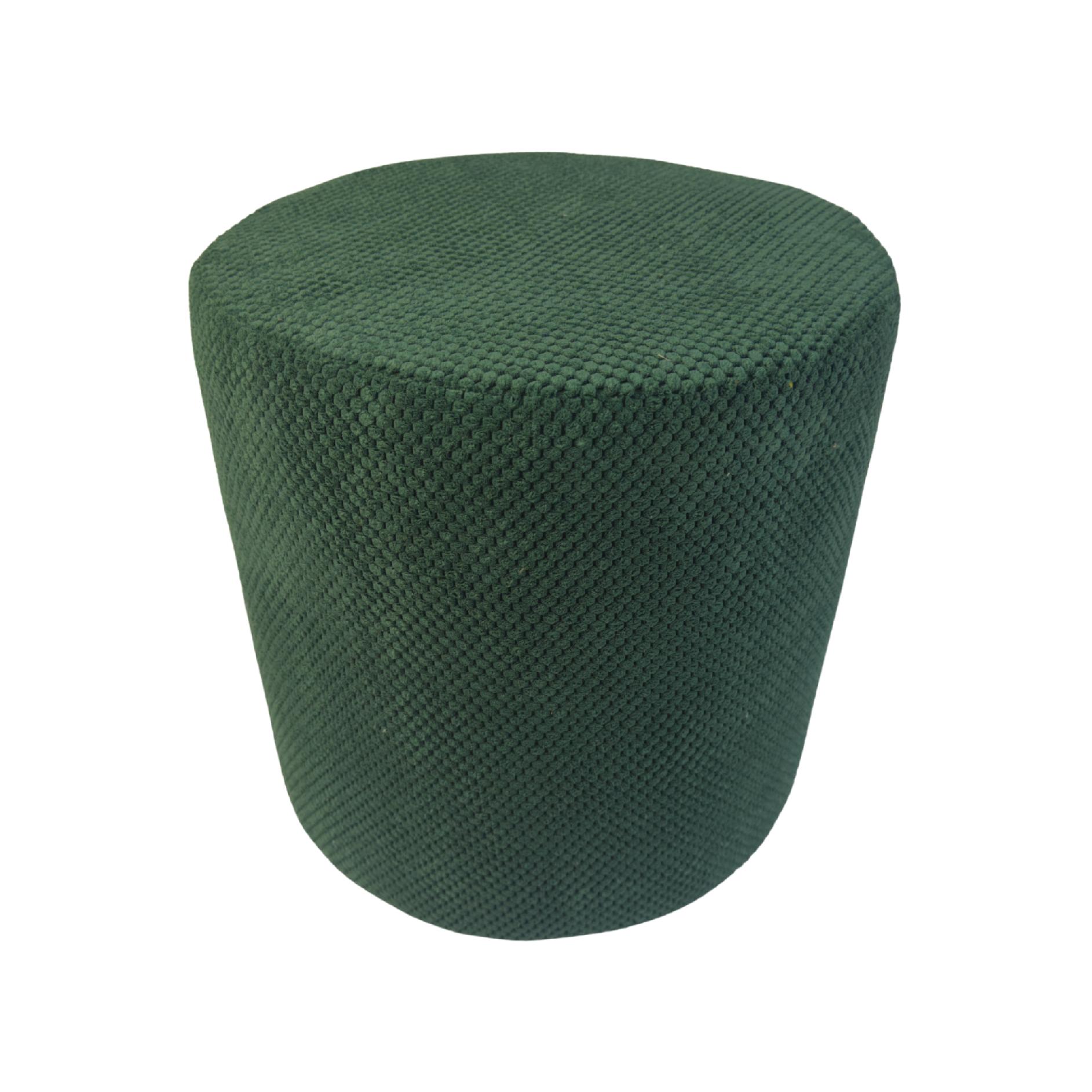 Pufa welurowa ZEFIR DOT 40x40 cm tapicerowana okrągła podnóżek stylowe siedzisko do salonu butelkowa zieleń