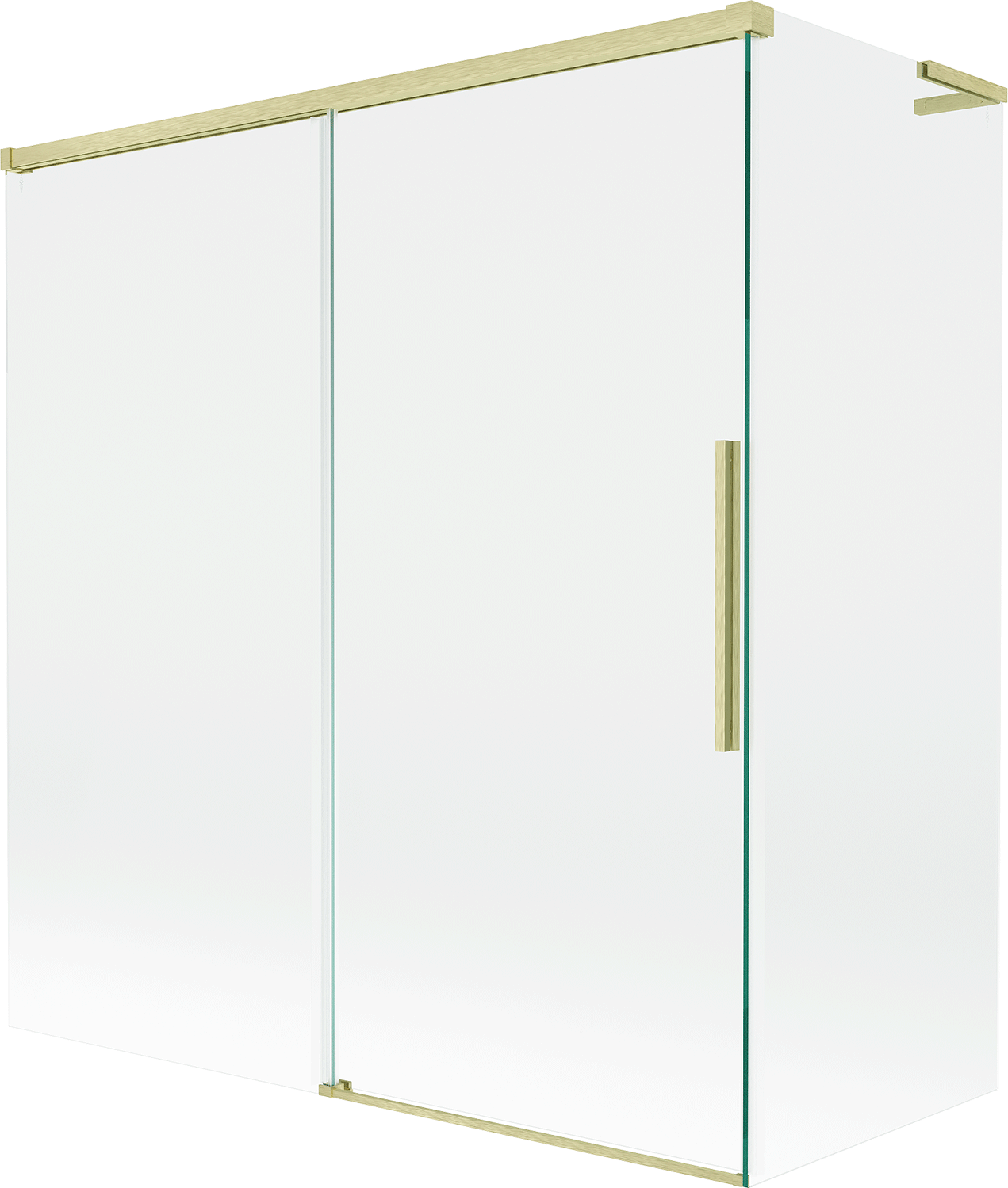 Mexen Rox L parawan nawannowy 2-skrzydłowy rozsuwany 150 + 70 x 150 cm, transparent, złoty szczotkowany - 8C9L-150-070-55-00