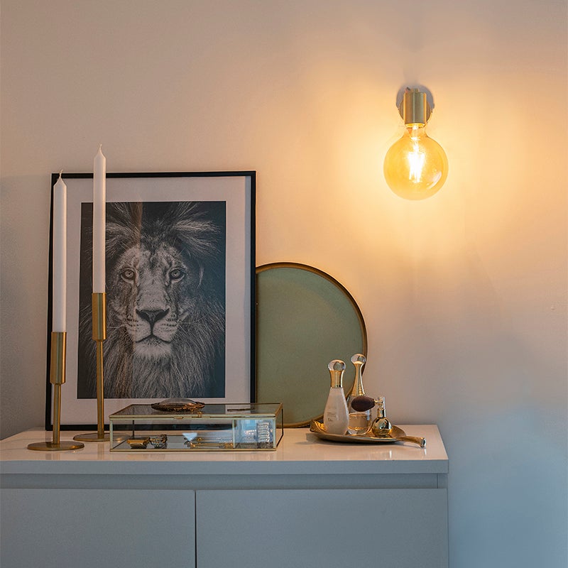 Qazqa moderne applique murale intelligente - Facil - doré/laiton, ampoule led 4.9w, e27, dimmable, 6.6cm, idéal pour la salle à - 2