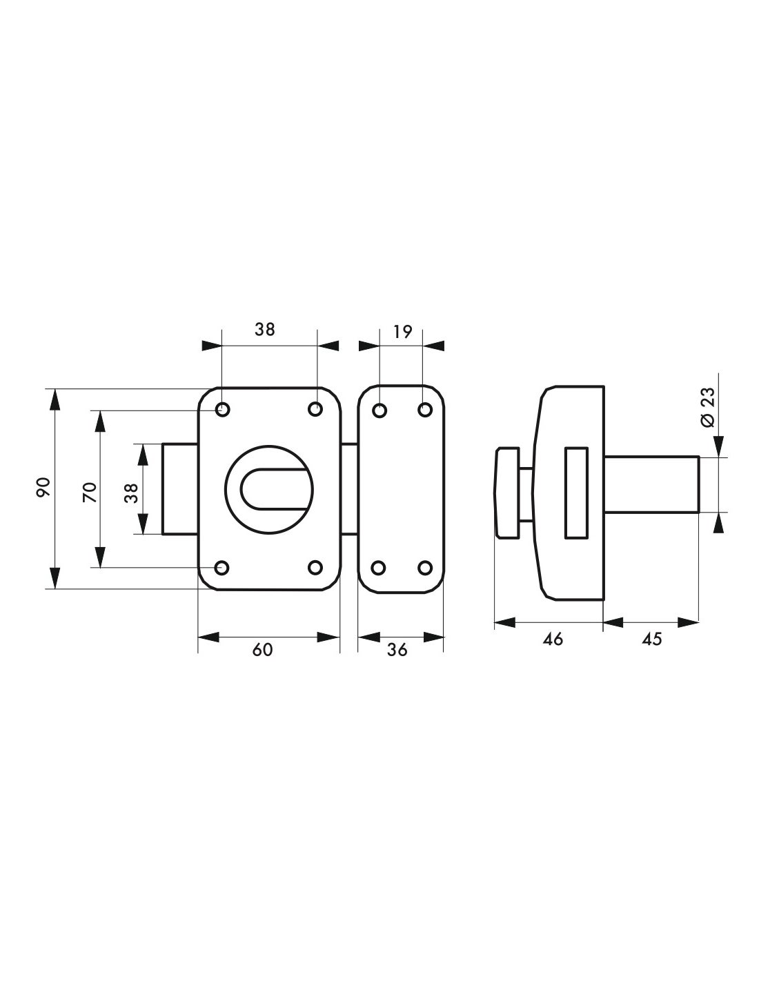 THIRARD - Lot de 2 verrous à bouton Apache pour porte d'entrée, cylindre 45mm, acier, 3 clés/verrou, époxy or - THIRARD - 2