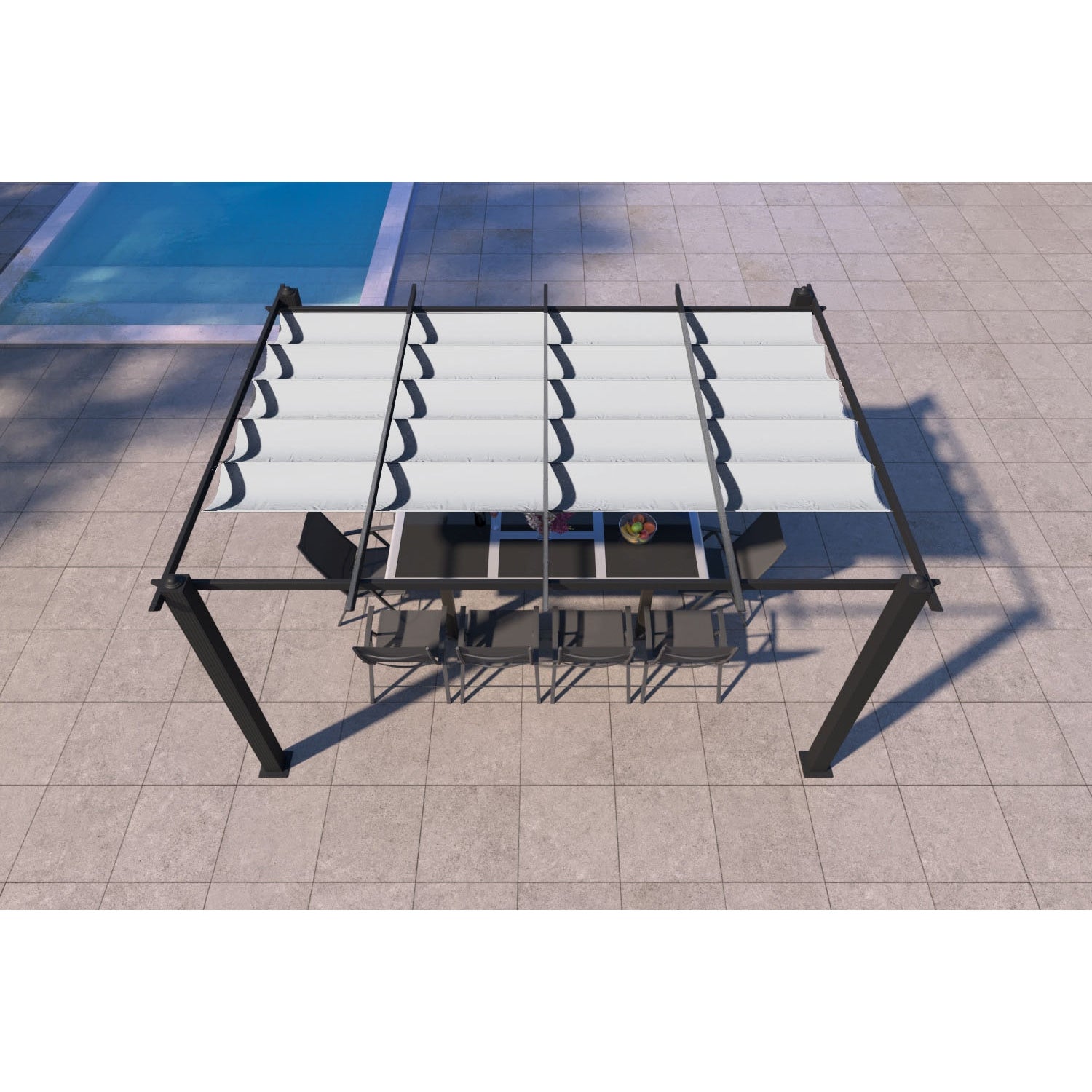 NILA Pérgola autoportante 3 x 4 m com cobertura retrátil bege - 3