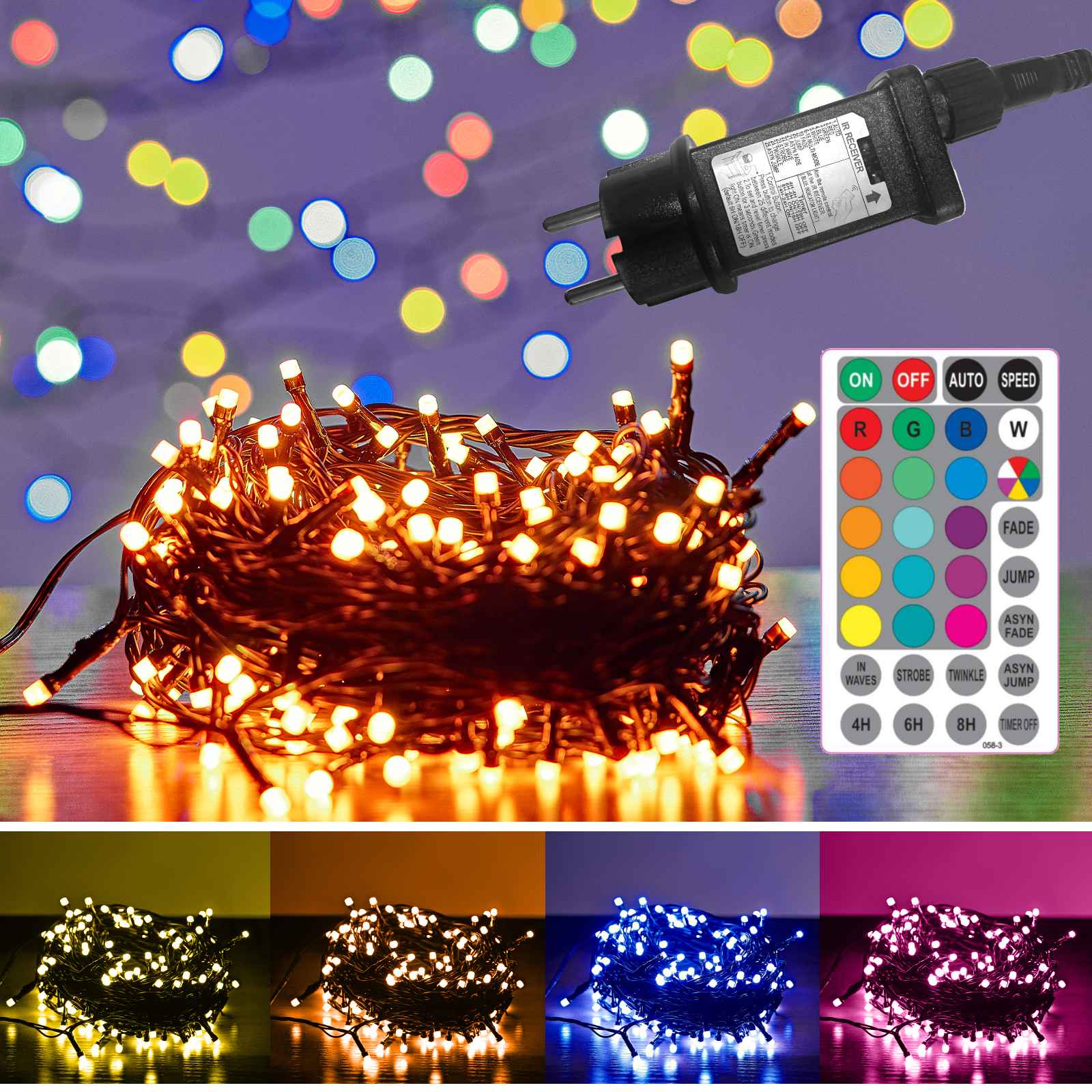 Girlanda świetlna 20m 200 LED wodoodporna z 12 trybami kolorów do dekoracji ogrodu i imprez