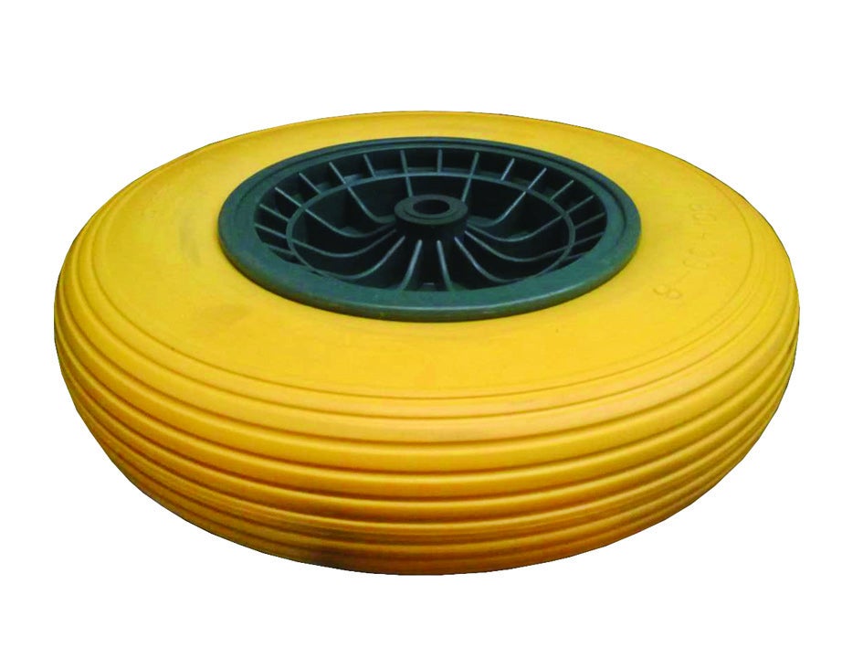 Ruota Per Carriola In PU Piena Con Cuscinetti | Perno 20x130 Mm, Interasse 80 Mm, Ricambio Resistente
