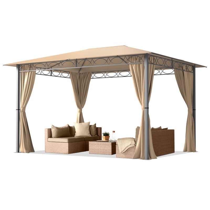 Pawilon ogrodowy 3x4 m namiot ogrodowy ok. 220 g/m² plandeka dachowa pawilon z 4 częściami bocznymi brązowy