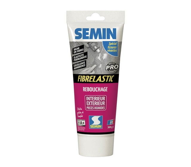 Enduit de Rebouchage Élastique Fibrelastic à Base de Fibre de Verre pour Fissures Vivantes, Intérieur/Extérieur, tube de 300 g