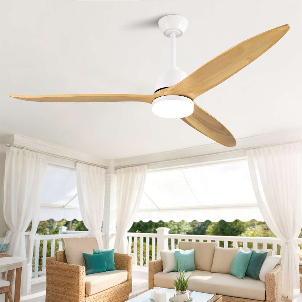 Ventilateur de plafond moderne de 106 cm en bois naturel, moteur DC silencieux, bruit inférieur à 35 dB, installation au plafond, pour salon - 7
