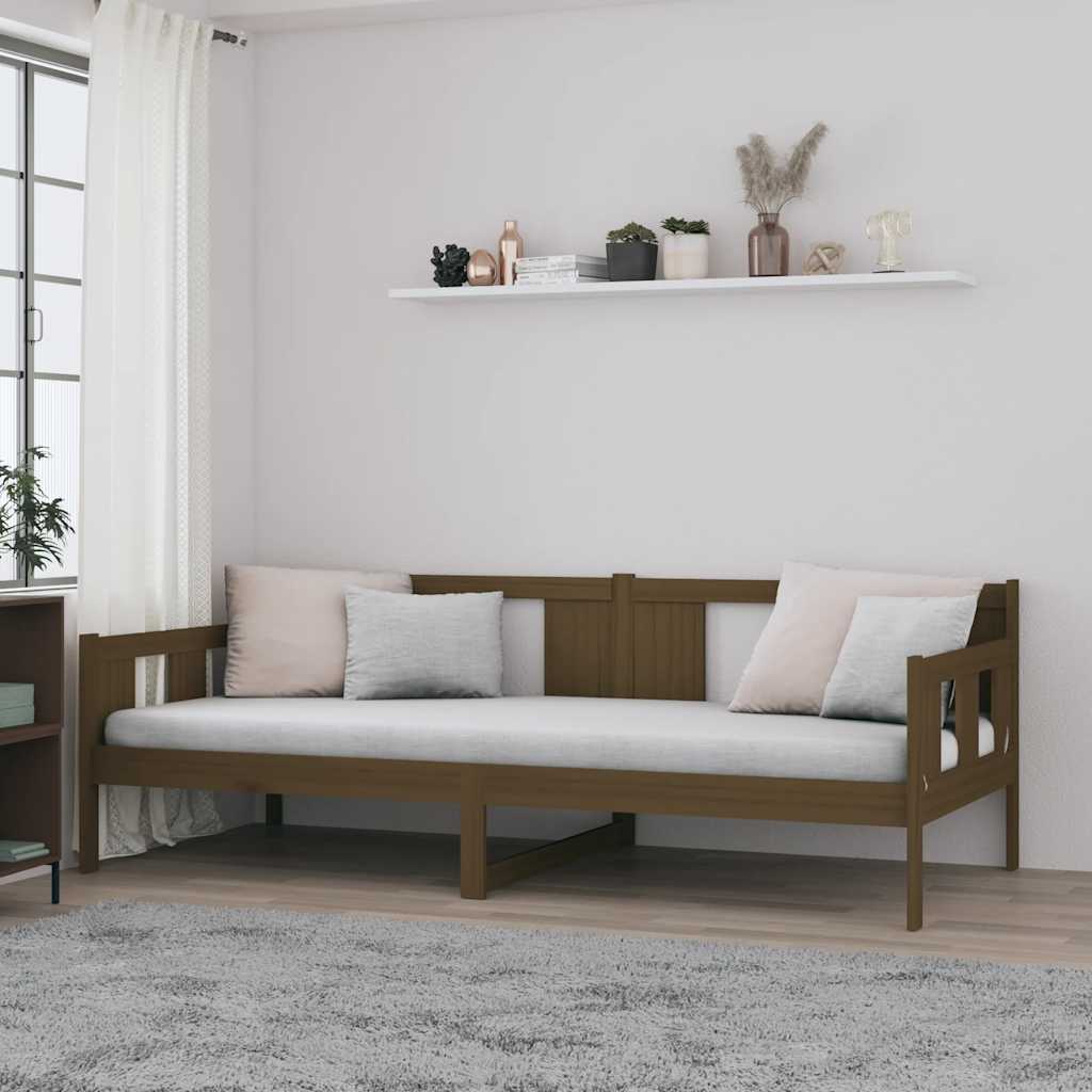 Łóżko Dzienne Drewniane Brązowe Rama Łóżka Ze Stelażem Sofa 90x190 cm