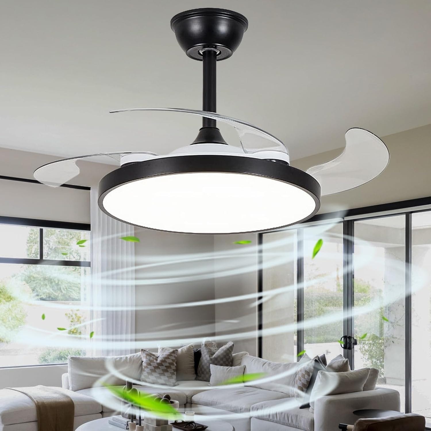 Ventilateur Plafonnier 2en1 Niklas 4 Pales 121 Cm Avec Éclairage Et Télécommande - 60W 3 Vitesses