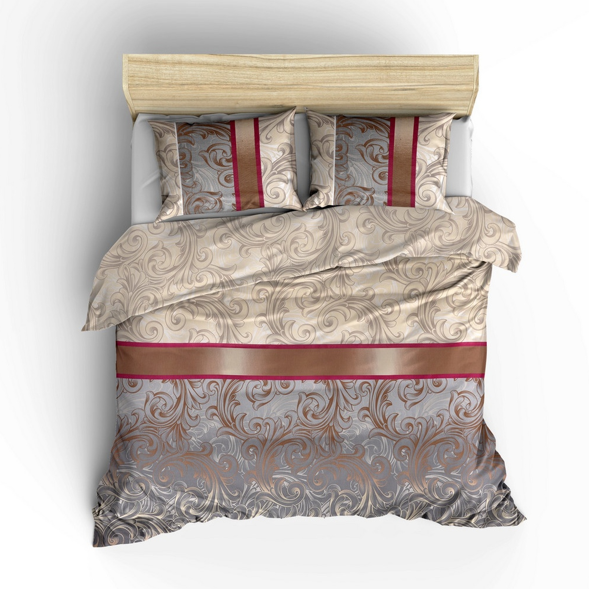 Ensemble de couvertures nordiques + 2 couvertures almohada 240x220 crème Beige Gris Cleerte rouge Blanc - 2