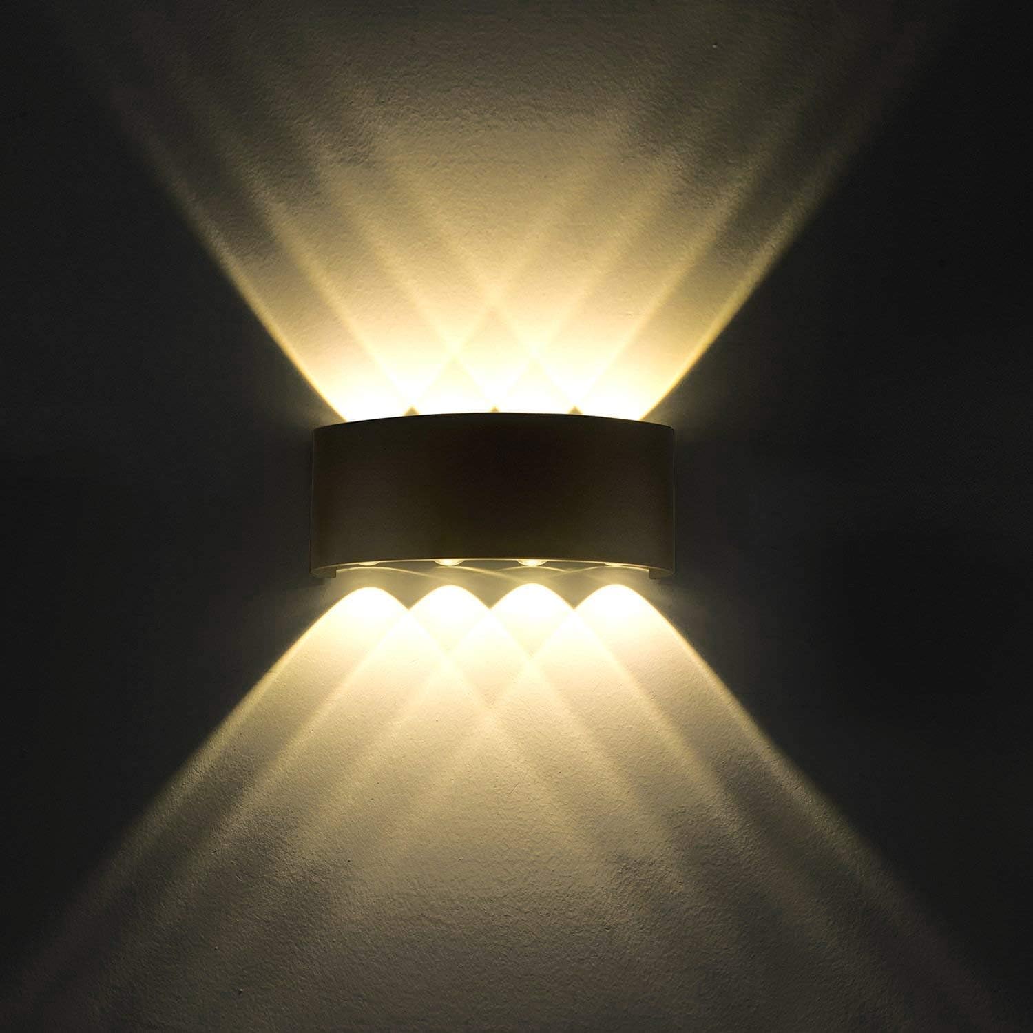 Kinkiet LED 8W, nowoczesny, wodoodporny kinkiet IP54, aluminiowa oprawa świetlna, dekoracyjny reftor z oświetleniem w górę i w dół, lampka nocna d