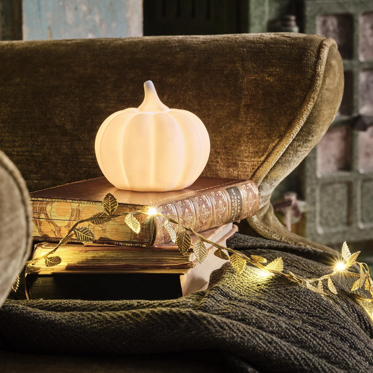 Guirlande lumineuse feuille d'or - 5 mètres, 50 LED - Fonctionne avec piles - Décoration d'automne - Lumière blanche chaude - 2