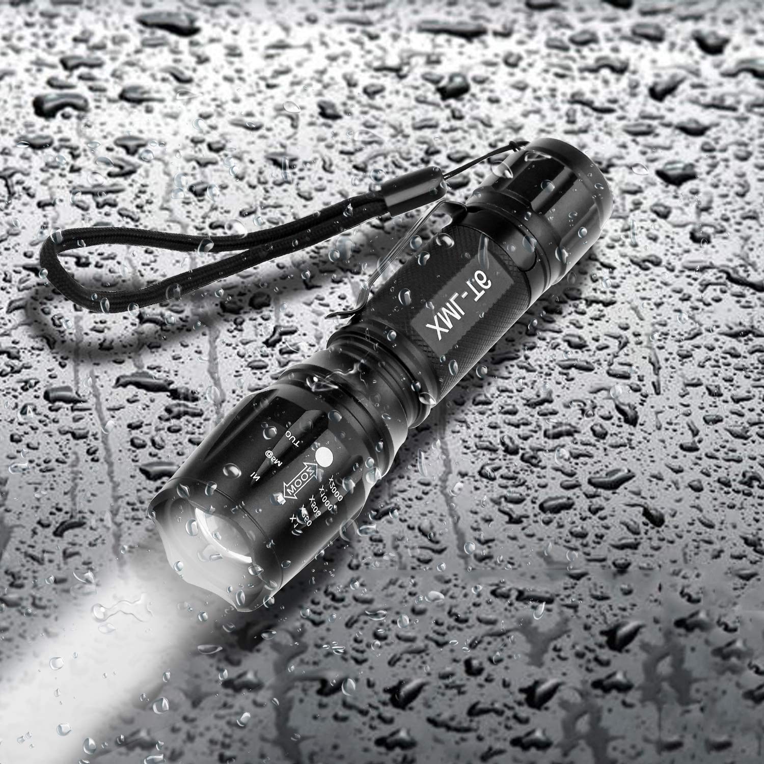 Torcia a LED, torcia a LED ricaricabile, torcia a LED extra-large, torcia tattica militare, 5 modalità, zoom regolabile, torcia impermeabile - 4