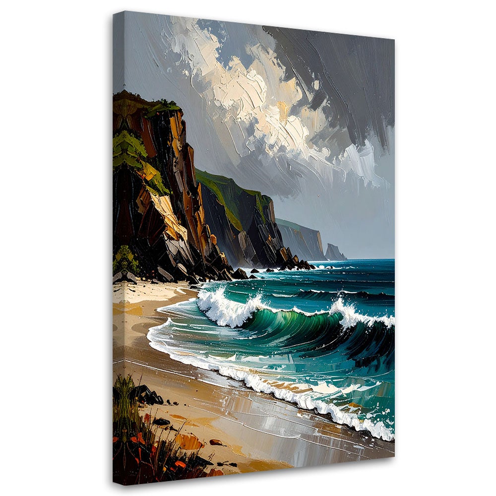 Obraz do salonu sypialni morze plaża skały góry 80x120