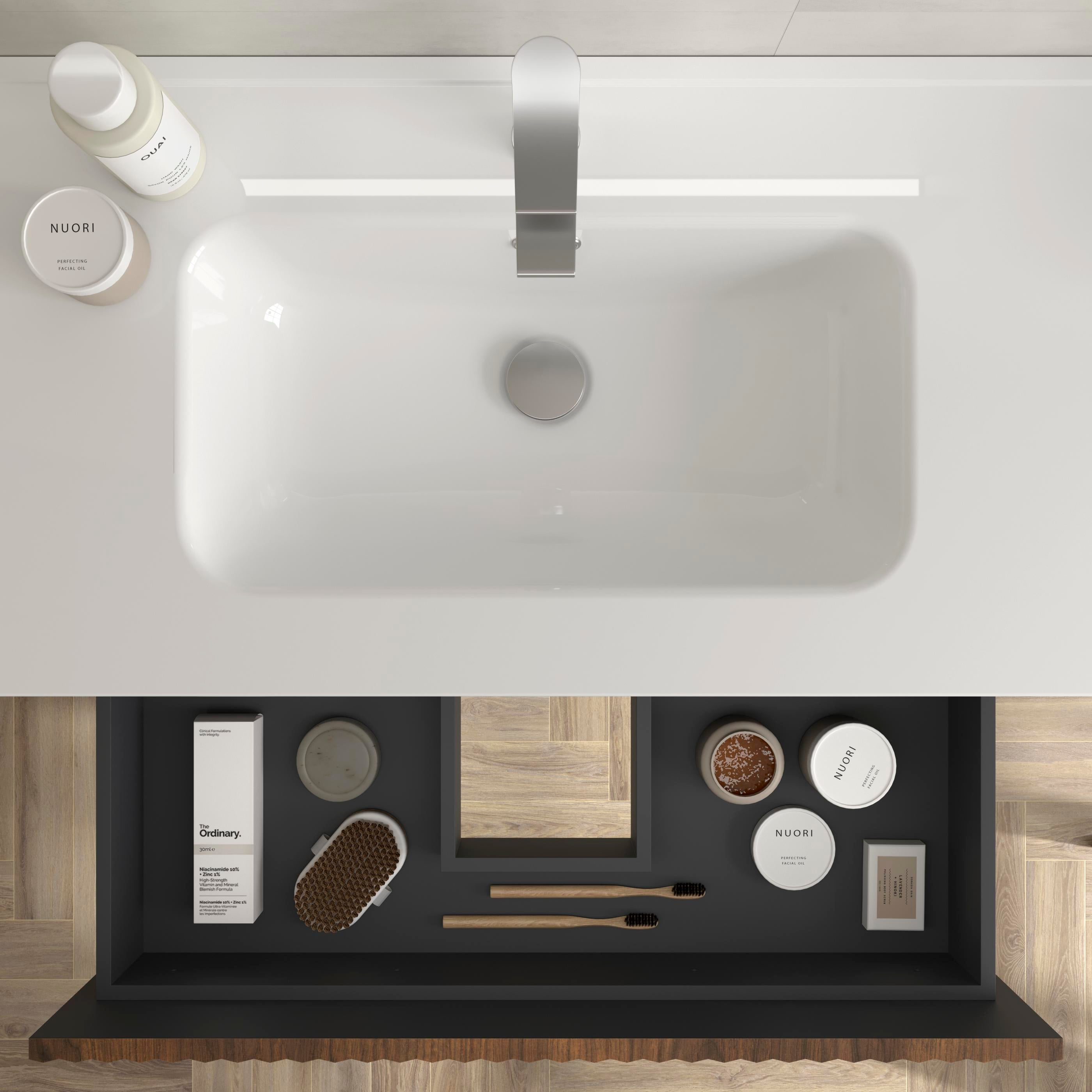 Móvel de casa de banho KIRA Nogueira 120cm 4 gavetas lavatório 2 cubas Porcelana - 7