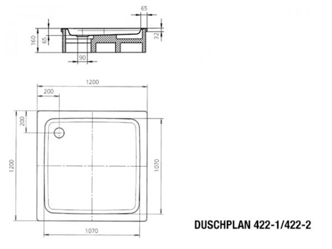 KALDEWEI Plan de douche 422-1 120x120cm, 432200010001, Farbe: blanc alpin - 2