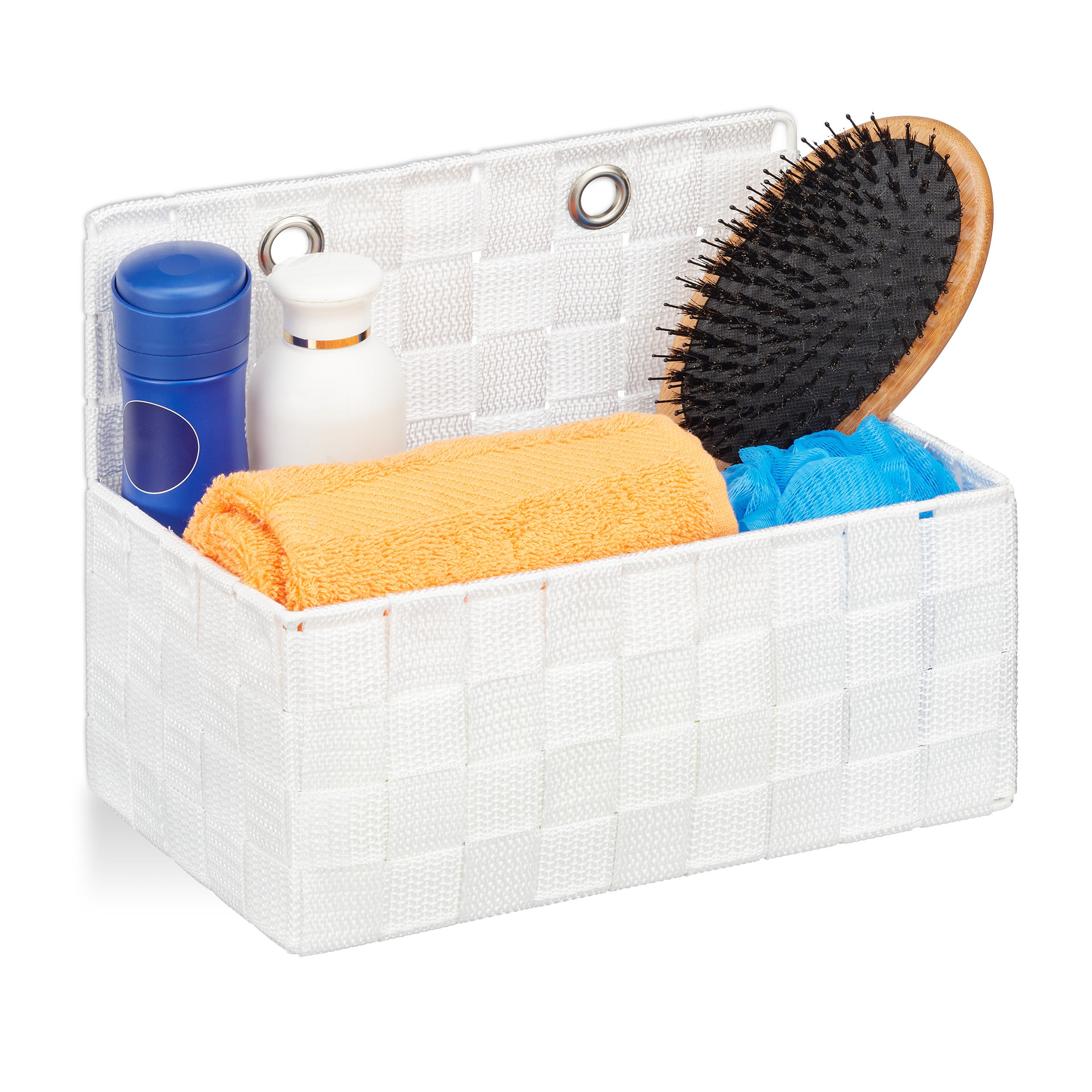 3 Cestini Portaoggetti Appendibili In Plastica PP | Beige | Per Bagno, Cucina, Camera | 21,6x17x13,5 Cm