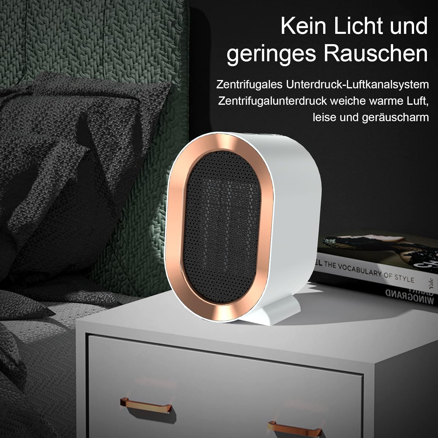 Calentador de ventilador, de bajo consumo, calefactor de cerámica de 1200 W, para dormitorio, baño, sala de estar, protección contra sobrecalentamient - 6