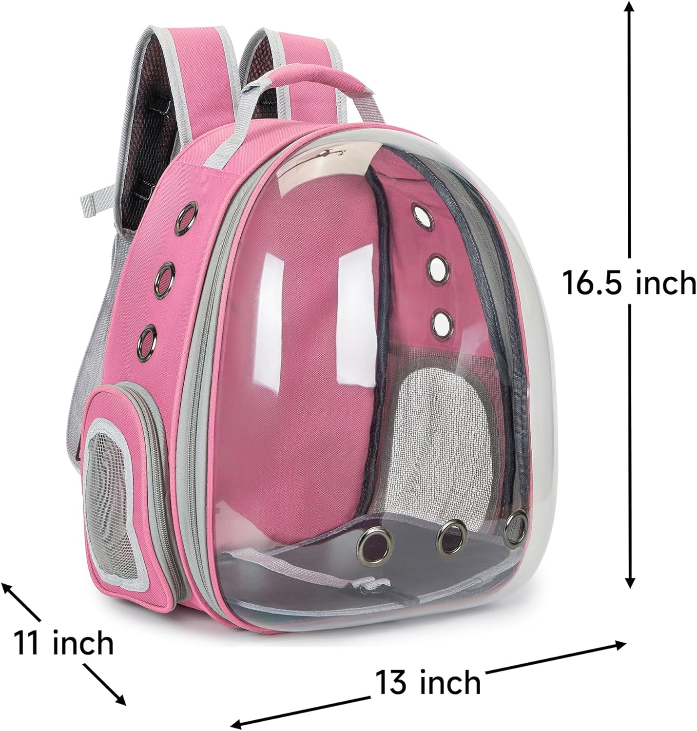 Mochila transparente para transportar gatos e cães de pequeno porte (rosa) - 2