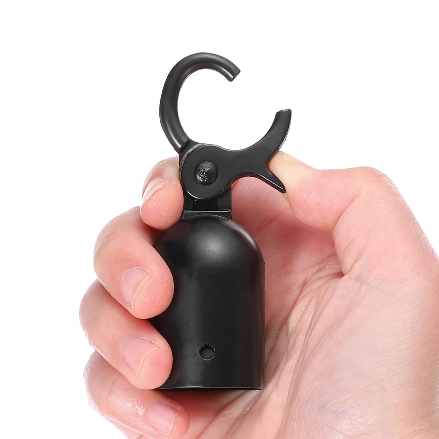 Lot de 2 embouts de corde pour poteau de 2,8 x 8 cm, crochets mousquetons pour barrière de contrôle des foules, séparateur de file d'attente, noir - 4