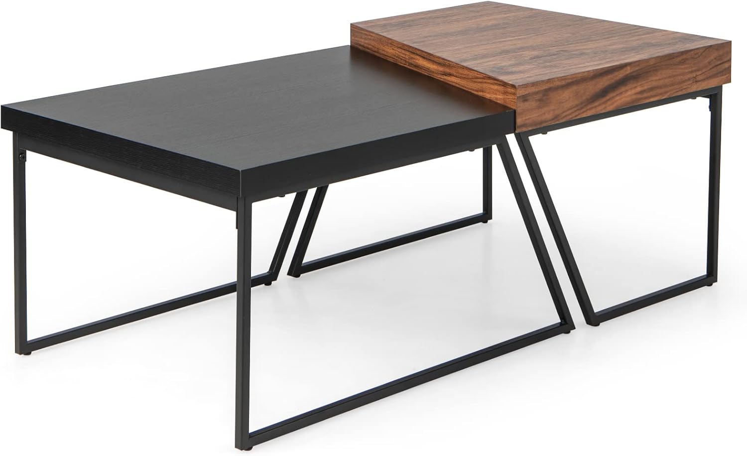 Tables Basses de Style Industriel Vintage,Ensemble de Tables d'Appoint Gigogne Charge Max.90KG pour Salon, Chambre, Bureau 120x60x46cm - 8