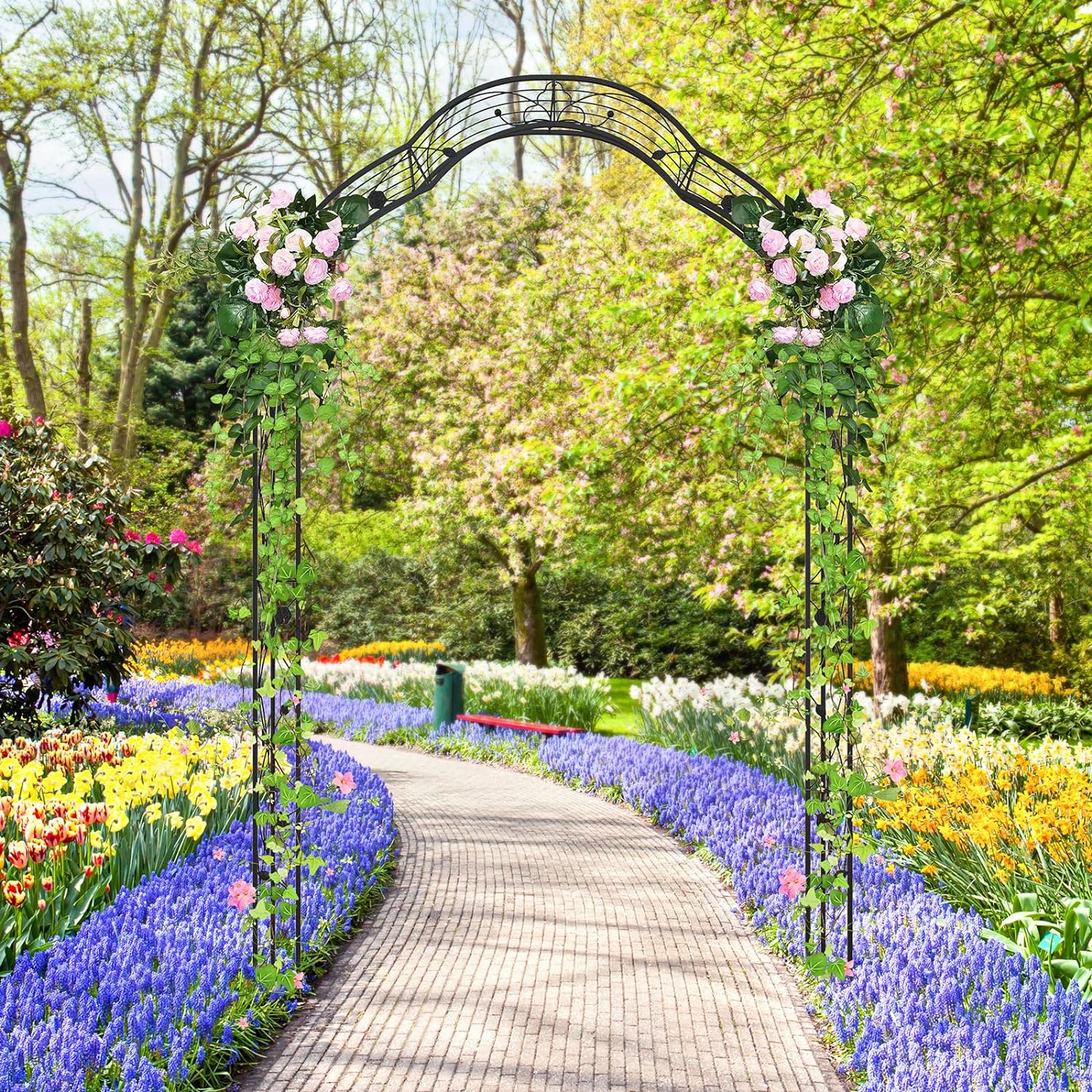 Arco De Jardín De Metal Para Varias Plantas Trepadoras, Decoración De Boda, Para Interiores Y Exteriores, Jardín, Aniversario (color Negro