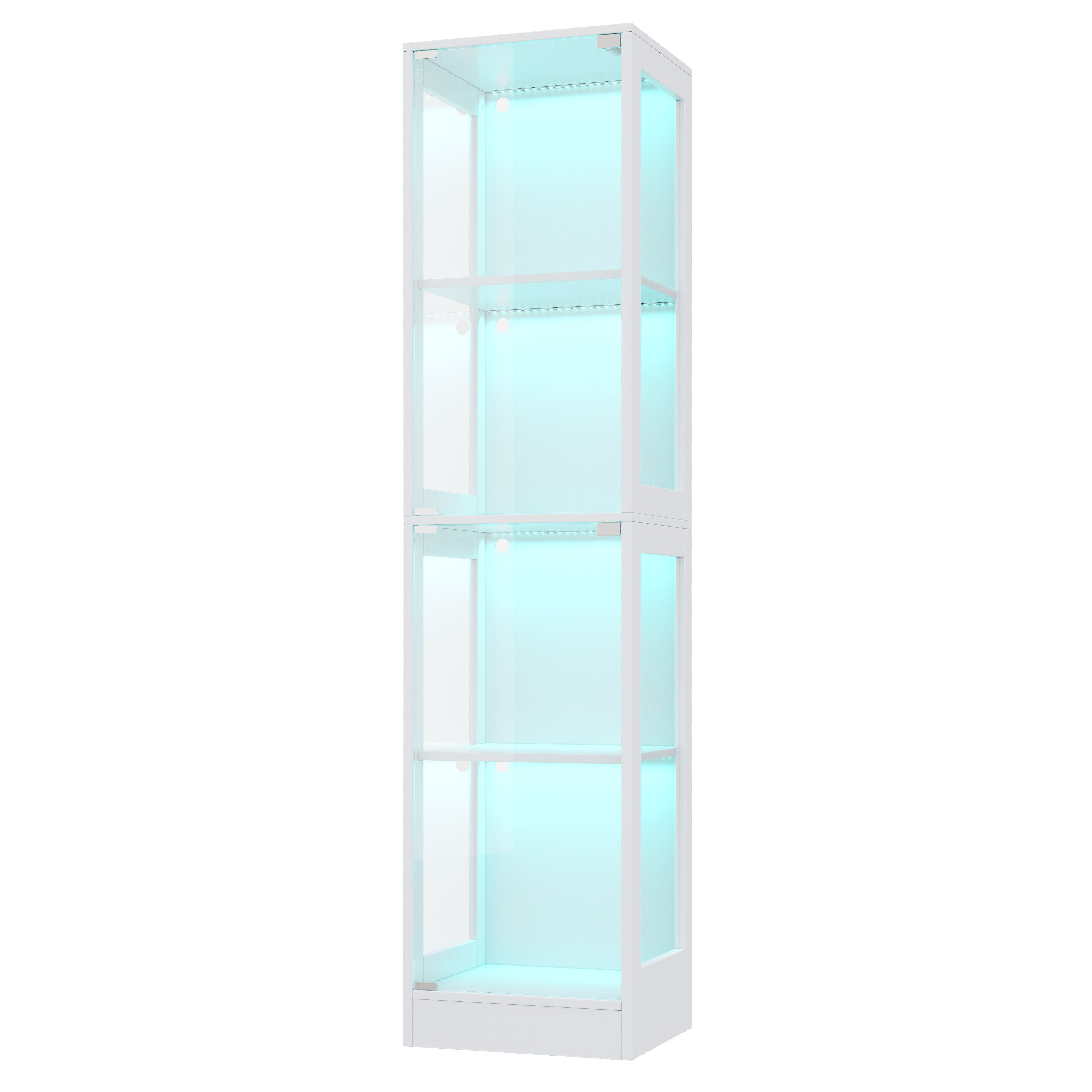 Witryna z 2 drzwiami - 40 x 35 x 170 cm - MDF i szkło - LED sterowane za pomocą aplikacji - Biała - 9