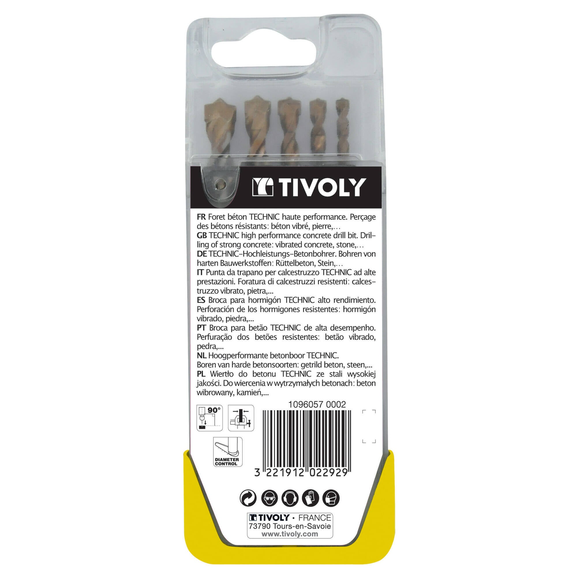 Tivoly • Coffret de 5 Forets Beton Technic Gradués contenant les Ø4-5-6-8-10mm - 3