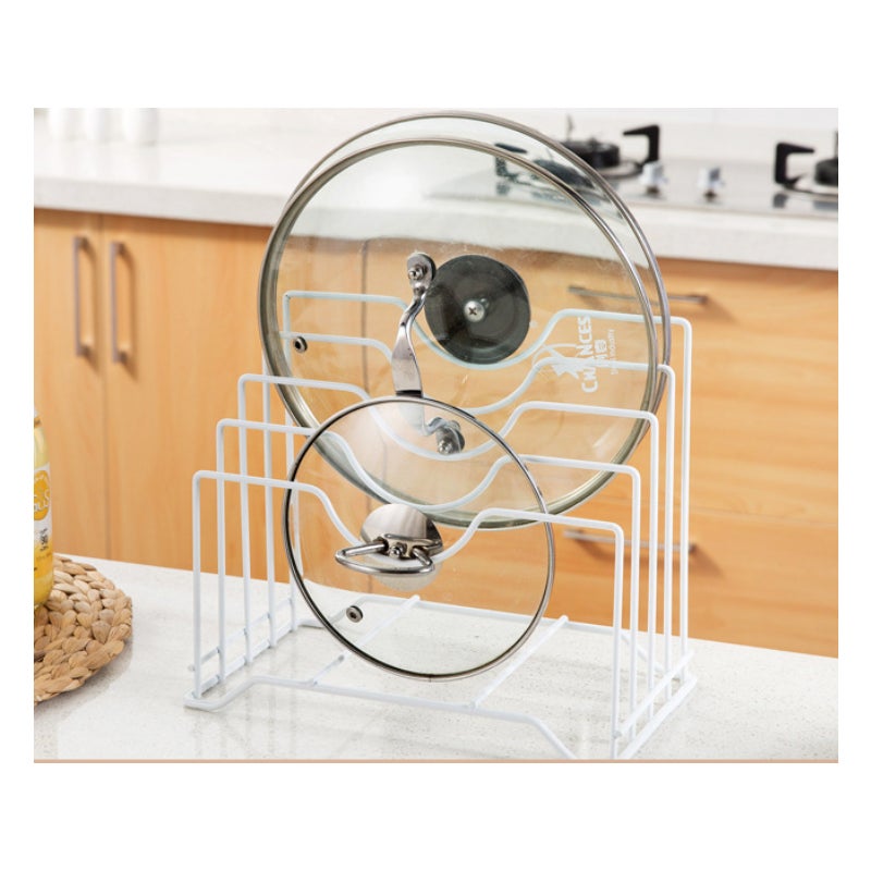 Biały uchwyt na deskę do krojenia do kuchni, proste podparcie dla przyborów kuchennych, można go wykorzystać również do pokrywek garnków.