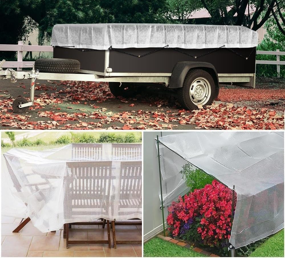 Bâche de Protection en Polyéthylène Bâche Imperméable Ultra Lourde et Résistante Revêtue avec Oeillets en Aluminium Couverture Étanche pour Jardin - 4